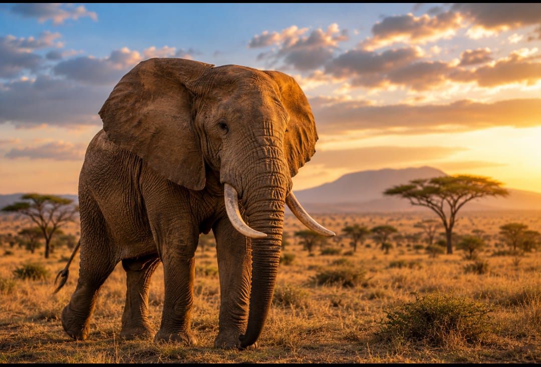 Elephants with Mount Kilimanjaro
