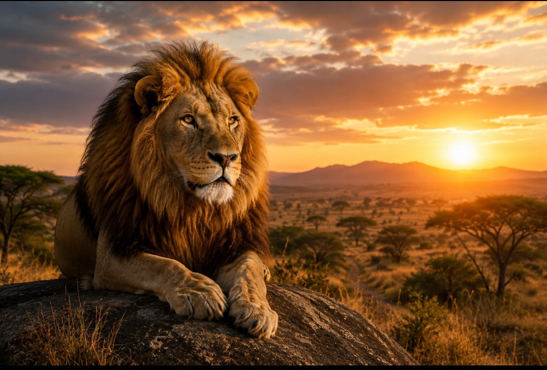 Masai Mara lions at sunset